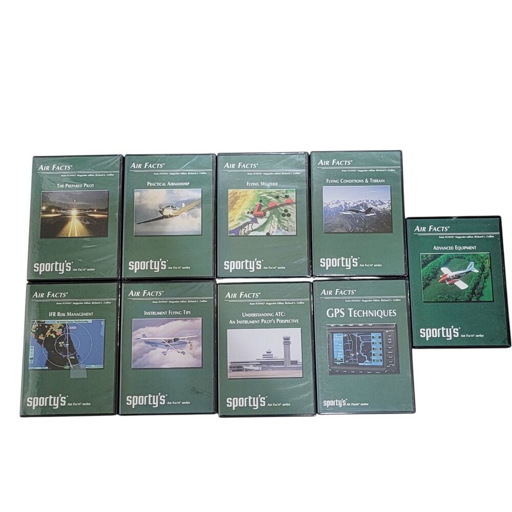 Lot of 9 Sportys Air Facts DVD Pilot Techniques Safety Guide Training DVDs